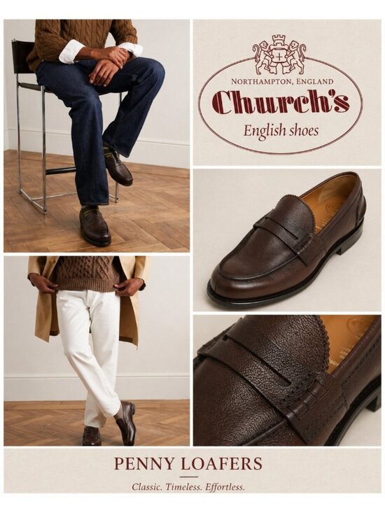 Church\'s Pembrey Brown Leather Penny Bit Loafers Shoes Mens UK 10 F US 11 EU 44 main image 10